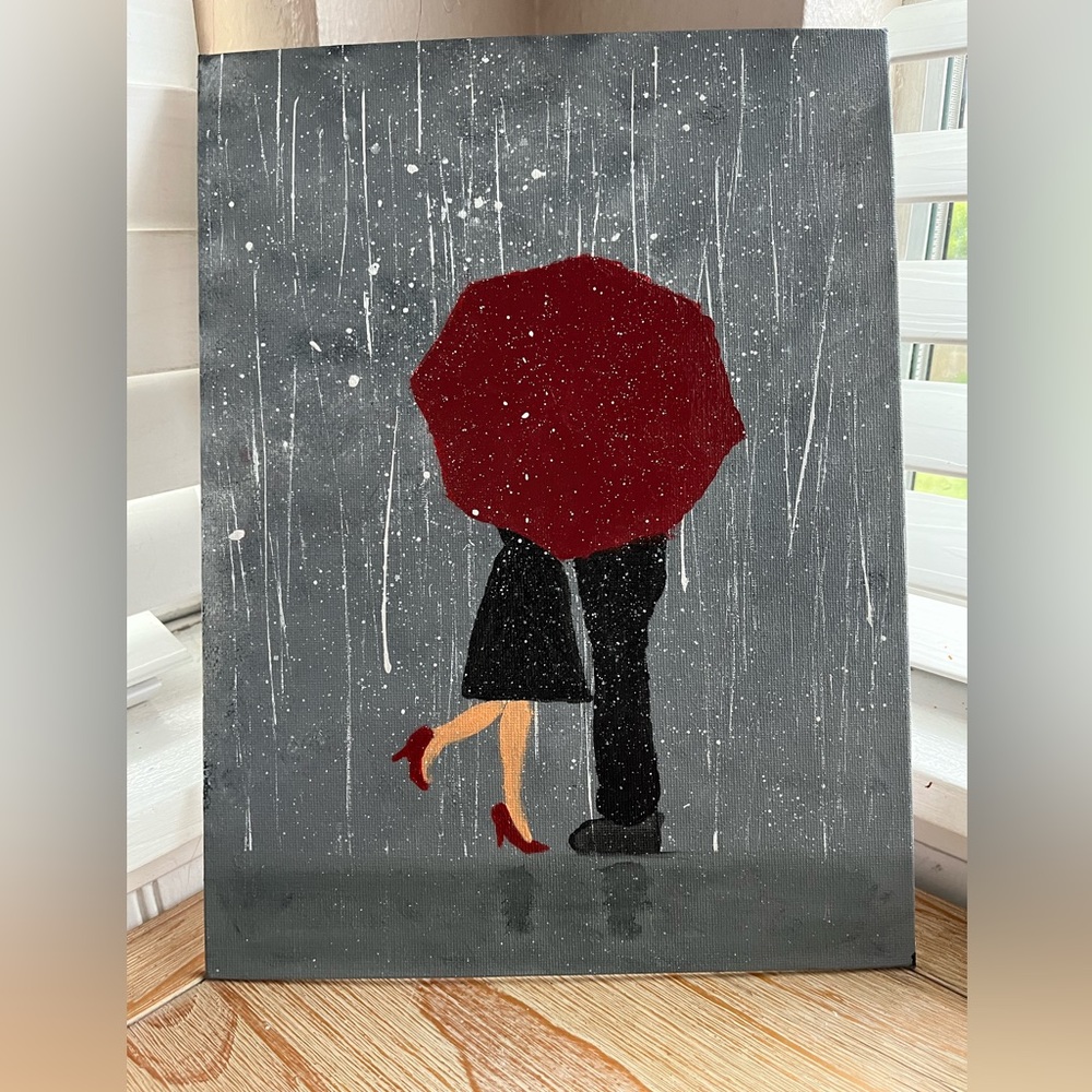 Grey sky romance, original,acrylic on canavas, 9x12